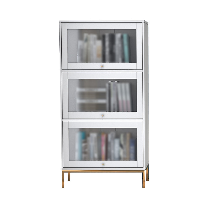 11.81"W Bookcase Glam Style Shelf Bookcase for Home and Office with Door 21.5"L x 11.8"W x 50.2"H White Clearhalo 'Bookcases' 'furn' 'furn_bookcases' 'Furniture' 'furniture_bookcases' 'kitchen' 'kitchen_bookcases' 'Living Room Furniture' 'Office Furniture' 4789271