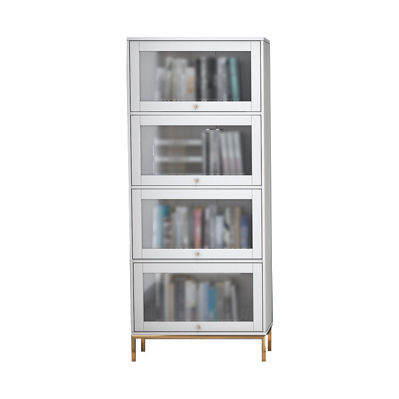 11.81"W Bookcase Glam Style Shelf Bookcase for Home and Office with Door 21.5"L x 11.8"W x 64.8"H White Clearhalo 'Bookcases' 'furn' 'furn_bookcases' 'Furniture' 'furniture_bookcases' 'kitchen' 'kitchen_bookcases' 'Living Room Furniture' 'Office Furniture' 4789274