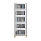 11.81"W Bookcase Glam Style Shelf Bookcase for Home and Office with Door 21.5"L x 11.8"W x 79.5"H White Clearhalo 'Bookcases' 'furn' 'furn_bookcases' 'Furniture' 'furniture_bookcases' 'kitchen' 'kitchen_bookcases' 'Living Room Furniture' 'Office Furniture' 4789278