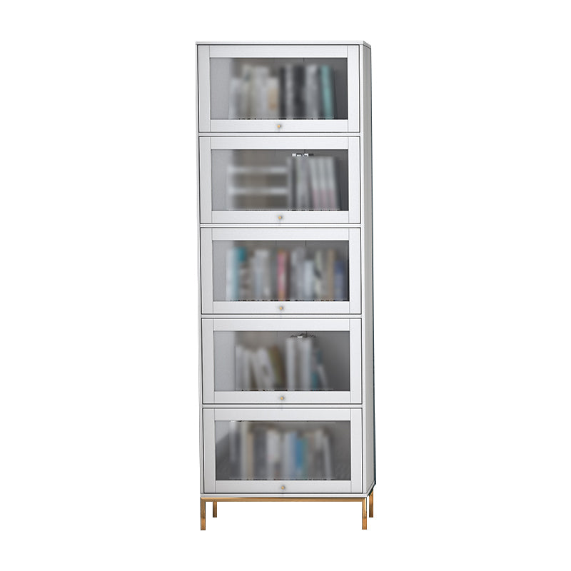 11.81"W Bookcase Glam Style Shelf Bookcase for Home and Office with Door 21.5"L x 11.8"W x 79.5"H White Clearhalo 'Bookcases' 'furn' 'furn_bookcases' 'Furniture' 'furniture_bookcases' 'kitchen' 'kitchen_bookcases' 'Living Room Furniture' 'Office Furniture' 4789278