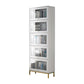 11.81"W Bookcase Glam Style Shelf Bookcase for Home and Office with Door 29.4"L x 11.8"W x 79.5"H White Clearhalo 'Bookcases' 'furn' 'furn_bookcases' 'Furniture' 'furniture_bookcases' 'kitchen' 'kitchen_bookcases' 'Living Room Furniture' 'Office Furniture' 4789280