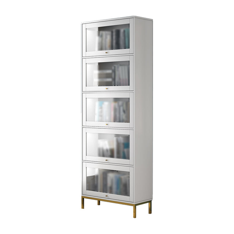 11.81"W Bookcase Glam Style Shelf Bookcase for Home and Office with Door 29.4"L x 11.8"W x 79.5"H White Clearhalo 'Bookcases' 'furn' 'furn_bookcases' 'Furniture' 'furniture_bookcases' 'kitchen' 'kitchen_bookcases' 'Living Room Furniture' 'Office Furniture' 4789280