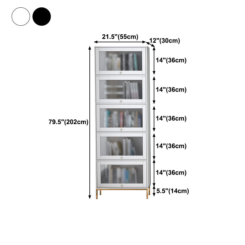 11.81"W Bookcase Glam Style Shelf Bookcase for Home and Office with Door Clearhalo 'Bookcases' 'furn' 'furn_bookcases' 'Furniture' 'furniture_bookcases' 'kitchen' 'kitchen_bookcases' 'Living Room Furniture' 'Office Furniture' 4789288