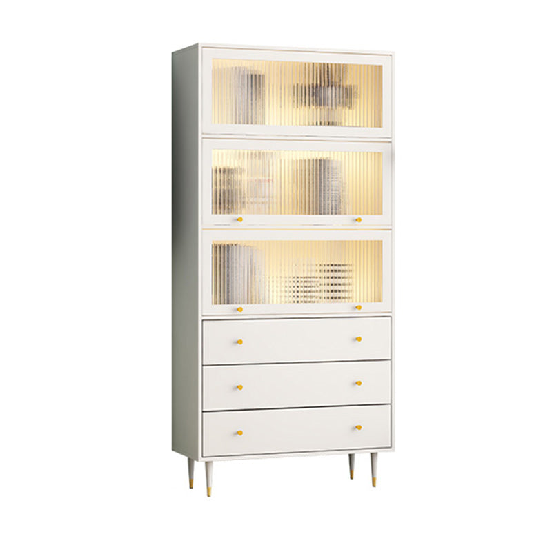 Glam Manufactured Wood Standard Bookcase Vertical Bookcase with Door and Drawers 31.5"L x 13.8"W x 69.2"H Clearhalo 'Bookcases' 'furn' 'furn_bookcases' 'Furniture' 'furniture_bookcases' 'kitchen' 'kitchen_bookcases' 'Living Room Furniture' 'Office Furniture' 4789297