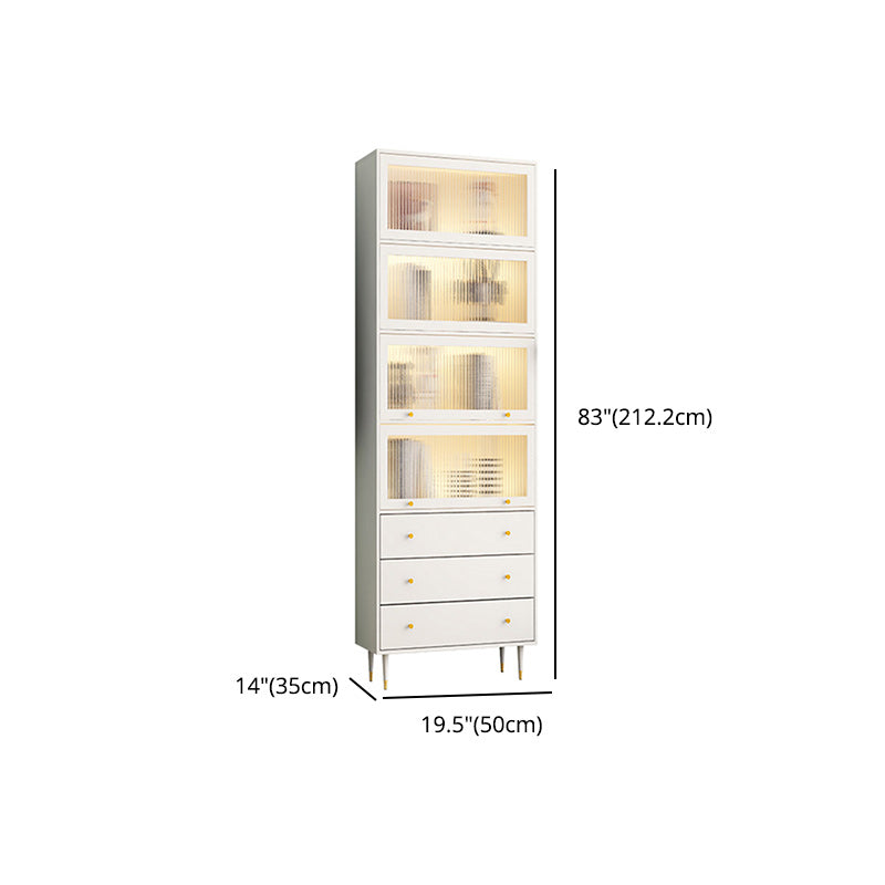 Glam Manufactured Wood Standard Bookcase Vertical Bookcase with Door and Drawers Clearhalo 'Bookcases' 'furn' 'furn_bookcases' 'Furniture' 'furniture_bookcases' 'kitchen' 'kitchen_bookcases' 'Living Room Furniture' 'Office Furniture' 4789309