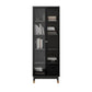 Vertical Glam Standard Bookcase Manufactured Wood Bookcase with Glass Door Black 23.6"L x 13.8"W x 78.7"H Cabinets Clearhalo 'Bookcases' 'Furniture' 'furniture_bookcases' 'kitchen' 'kitchen_bookcases' 'Living Room Furniture' 'Office Furniture' 4789315