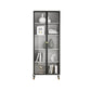 Vertical Glam Standard Bookcase Manufactured Wood Bookcase with Glass Door White-Black 23.6"L x 13.8"W x 78.7"H Cabinets Clearhalo 'Bookcases' 'Furniture' 'furniture_bookcases' 'kitchen' 'kitchen_bookcases' 'Living Room Furniture' 'Office Furniture' 4789316