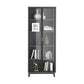 Vertical Glam Standard Bookcase Manufactured Wood Bookcase with Glass Door Black Cabinets Clearhalo 'Bookcases' 'Furniture' 'furniture_bookcases' 'kitchen' 'kitchen_bookcases' 'Living Room Furniture' 'Office Furniture' 4789320