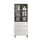 Vertical Glam Standard Bookcase Manufactured Wood Bookcase with Glass Door White-Black 23.6"L x 13.8"W x 78.7"H Drawers Clearhalo 'Bookcases' 'Furniture' 'furniture_bookcases' 'kitchen' 'kitchen_bookcases' 'Living Room Furniture' 'Office Furniture' 4789322