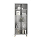 Vertical Glam Standard Bookcase Manufactured Wood Bookcase with Glass Door White-Black 31.5"L x 13.8"W x 78.7"H Cabinets Clearhalo 'Bookcases' 'Furniture' 'furniture_bookcases' 'kitchen' 'kitchen_bookcases' 'Living Room Furniture' 'Office Furniture' 4789324