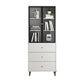 Vertical Glam Standard Bookcase Manufactured Wood Bookcase with Glass Door White-Black 31.5"L x 13.8"W x 78.7"H Drawers Clearhalo 'Bookcases' 'Furniture' 'furniture_bookcases' 'kitchen' 'kitchen_bookcases' 'Living Room Furniture' 'Office Furniture' 4789326