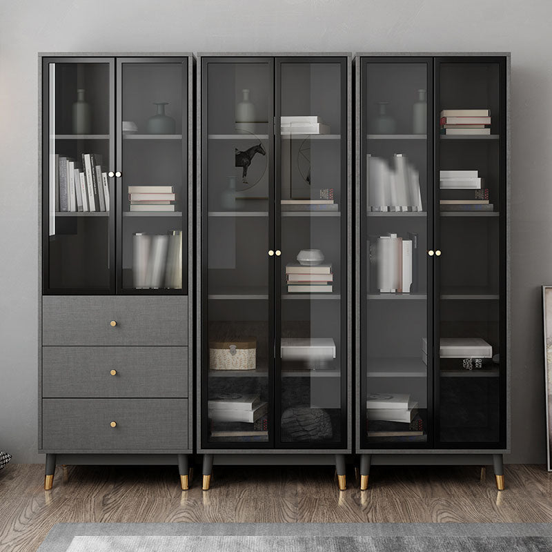 Glam Standard Bookcase Metal Frame Manufactured Wood Shelf Bookshelf with Glass Door Clearhalo 'Bookcases' 'furn' 'furn_bookcases' 'Furniture' 'furniture_bookcases' 'kitchen' 'kitchen_bookcases' 'Living Room Furniture' 'Office Furniture' 4789339