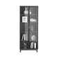 Glam Standard Bookcase Metal Frame Manufactured Wood Shelf Bookshelf with Glass Door 31"L x 16"W x 79"H Black Cabinets Clearhalo 'Bookcases' 'furn' 'furn_bookcases' 'Furniture' 'furniture_bookcases' 'kitchen' 'kitchen_bookcases' 'Living Room Furniture' 'Office Furniture' 4789340