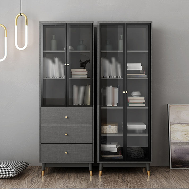 Glam Standard Bookcase Metal Frame Manufactured Wood Shelf Bookshelf with Glass Door Clearhalo 'Bookcases' 'furn' 'furn_bookcases' 'Furniture' 'furniture_bookcases' 'kitchen' 'kitchen_bookcases' 'Living Room Furniture' 'Office Furniture' 4789342