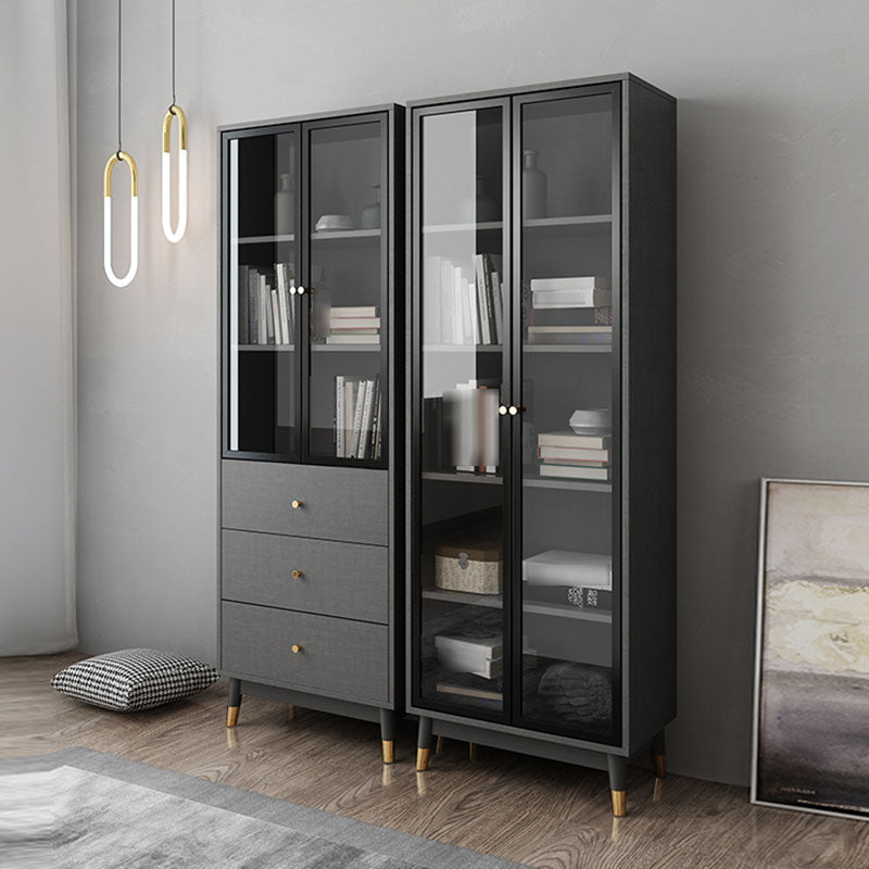 Glam Standard Bookcase Metal Frame Manufactured Wood Shelf Bookshelf with Glass Door Clearhalo 'Bookcases' 'furn' 'furn_bookcases' 'Furniture' 'furniture_bookcases' 'kitchen' 'kitchen_bookcases' 'Living Room Furniture' 'Office Furniture' 4789343