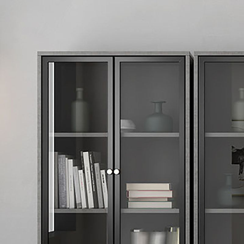 Glam Standard Bookcase Metal Frame Manufactured Wood Shelf Bookshelf with Glass Door Clearhalo 'Bookcases' 'furn' 'furn_bookcases' 'Furniture' 'furniture_bookcases' 'kitchen' 'kitchen_bookcases' 'Living Room Furniture' 'Office Furniture' 4789345