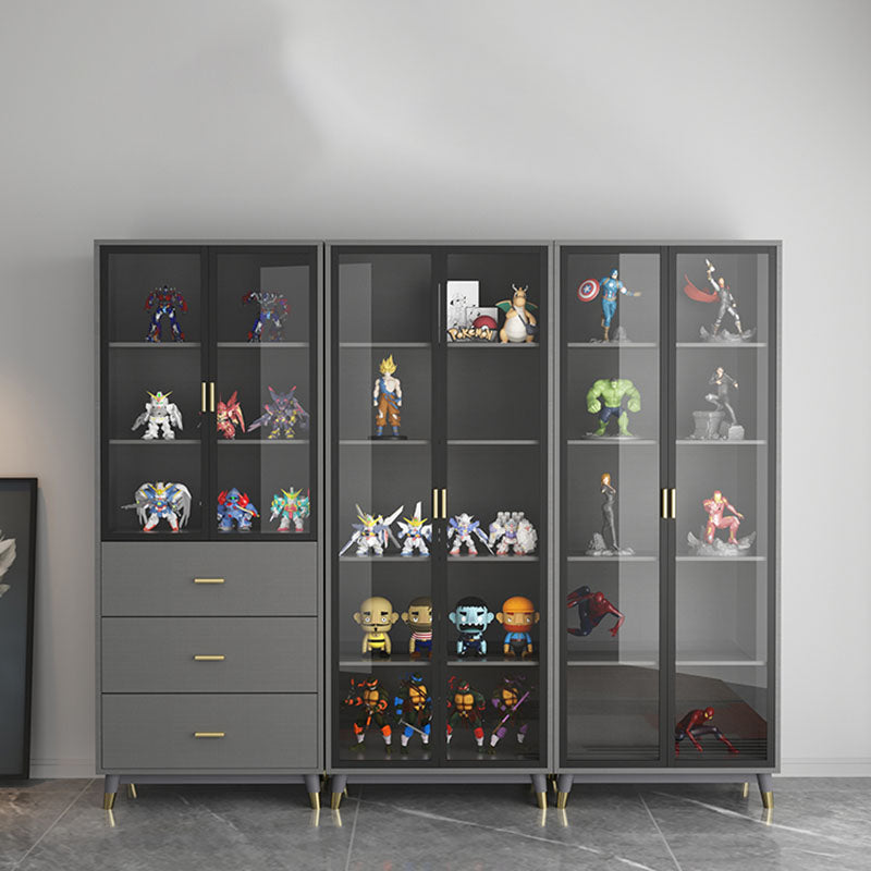 Glam Standard Bookcase Metal Frame Manufactured Wood Shelf Bookshelf with Glass Door Clearhalo 'Bookcases' 'furn' 'furn_bookcases' 'Furniture' 'furniture_bookcases' 'kitchen' 'kitchen_bookcases' 'Living Room Furniture' 'Office Furniture' 4789349