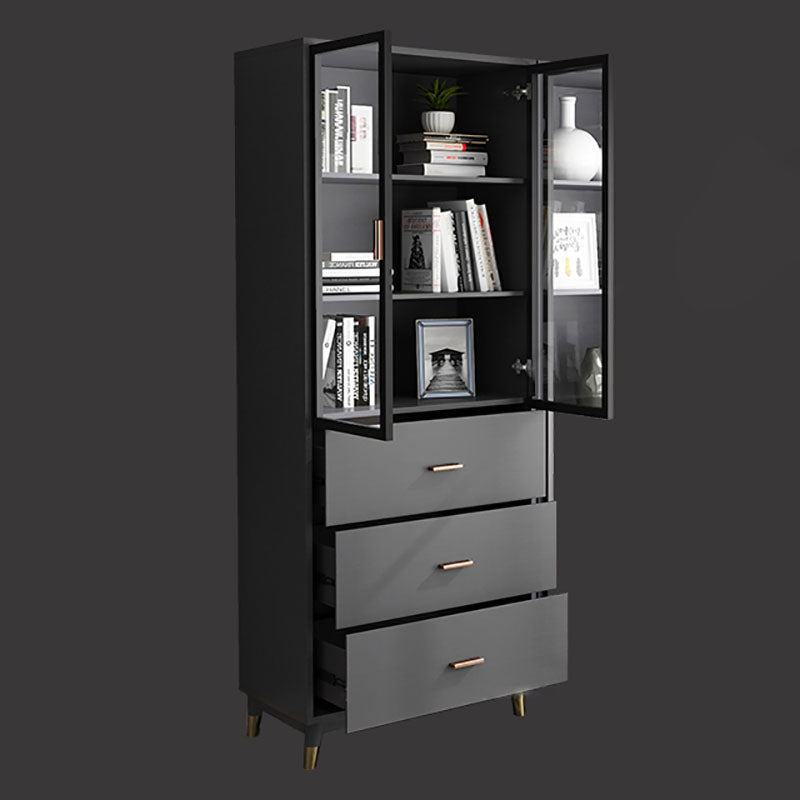Glam Standard Bookcase Metal Frame Manufactured Wood Shelf Bookshelf with Glass Door Clearhalo 'Bookcases' 'furn' 'furn_bookcases' 'Furniture' 'furniture_bookcases' 'kitchen' 'kitchen_bookcases' 'Living Room Furniture' 'Office Furniture' 4789350