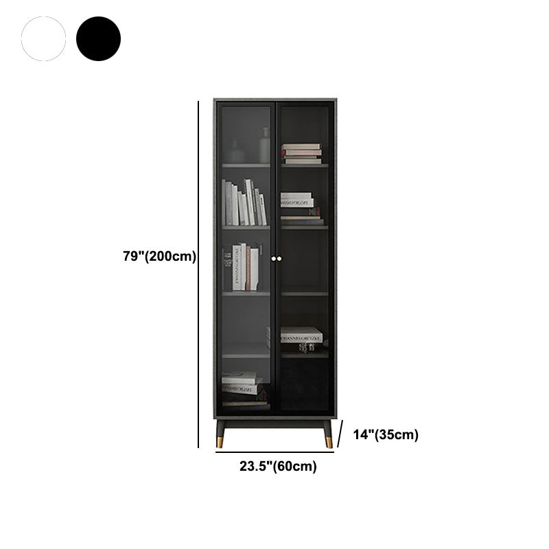 Glam Standard Bookcase Metal Frame Manufactured Wood Shelf Bookshelf with Glass Door Clearhalo 'Bookcases' 'furn' 'furn_bookcases' 'Furniture' 'furniture_bookcases' 'kitchen' 'kitchen_bookcases' 'Living Room Furniture' 'Office Furniture' 4789354