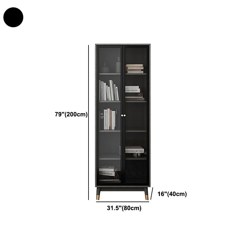 Glam Standard Bookcase Metal Frame Manufactured Wood Shelf Bookshelf with Glass Door Clearhalo 'Bookcases' 'furn' 'furn_bookcases' 'Furniture' 'furniture_bookcases' 'kitchen' 'kitchen_bookcases' 'Living Room Furniture' 'Office Furniture' 4789358