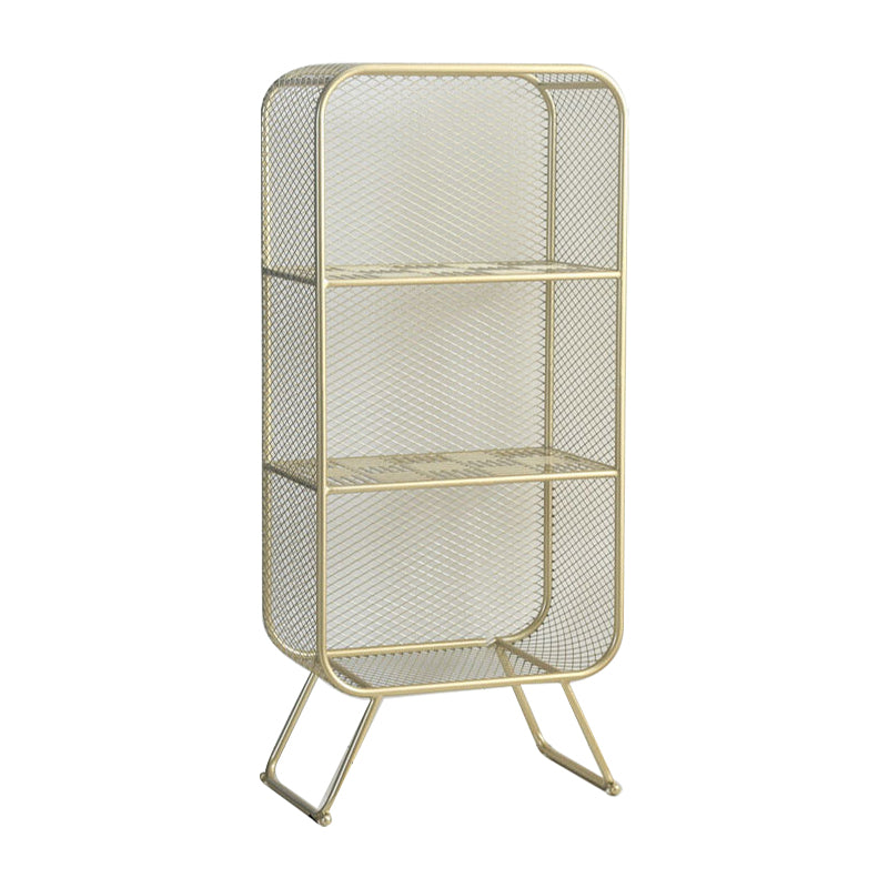 Glam Style Bookshelf Closed Back Bookcase for Home Office and Study Room 15.7"L x 11.8"W x 35.4"H Gold Clearhalo 'Bookcases' 'furn' 'furn_bookcases' 'Furniture' 'furniture_bookcases' 'kitchen' 'kitchen_bookcases' 'Living Room Furniture' 'Office Furniture' 4789361