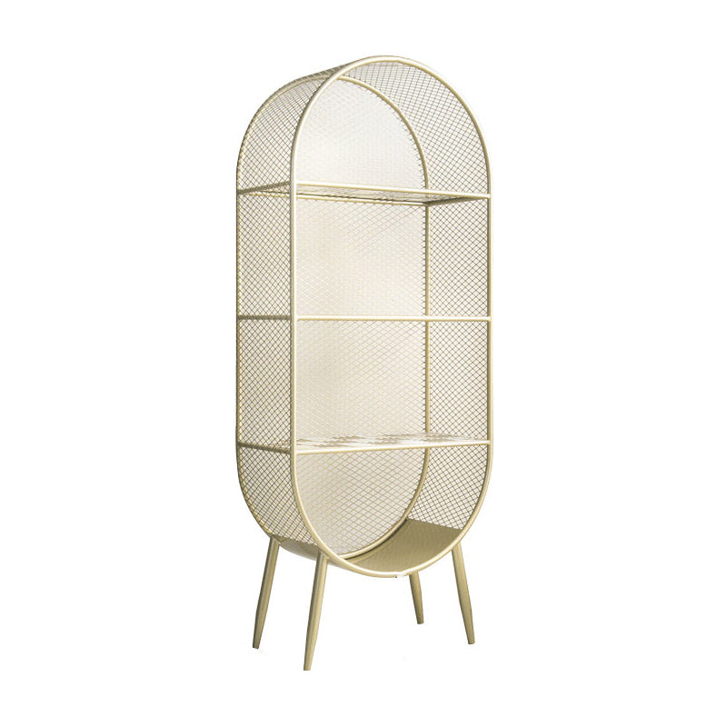 Glam Style Bookshelf Closed Back Bookcase for Home Office and Study Room 23.6"L x 11.8"W x 59.1"H Light Gold Clearhalo 'Bookcases' 'furn' 'furn_bookcases' 'Furniture' 'furniture_bookcases' 'kitchen' 'kitchen_bookcases' 'Living Room Furniture' 'Office Furniture' 4789372