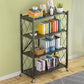 Industrial Open Etagere Bookshelf Steel Bookshelf with Caster Wheels Black 28"L x 13.8"W x 49.2"H Clearhalo 'Bookcases' 'Furniture' 'furniture_bookcases' 'kitchen' 'kitchen_bookcases' 'Living Room Furniture' 'Office Furniture' 4789388