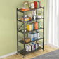 Industrial Open Etagere Bookshelf Steel Bookshelf with Caster Wheels Black 24.4"L x 11.4"W x 61.8"H Clearhalo 'Bookcases' 'Furniture' 'furniture_bookcases' 'kitchen' 'kitchen_bookcases' 'Living Room Furniture' 'Office Furniture' 4789390