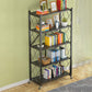 Industrial Open Etagere Bookshelf Steel Bookshelf with Caster Wheels Black 28"L x 13.8"W x 63"H Clearhalo 'Bookcases' 'Furniture' 'furniture_bookcases' 'kitchen' 'kitchen_bookcases' 'Living Room Furniture' 'Office Furniture' 4789392