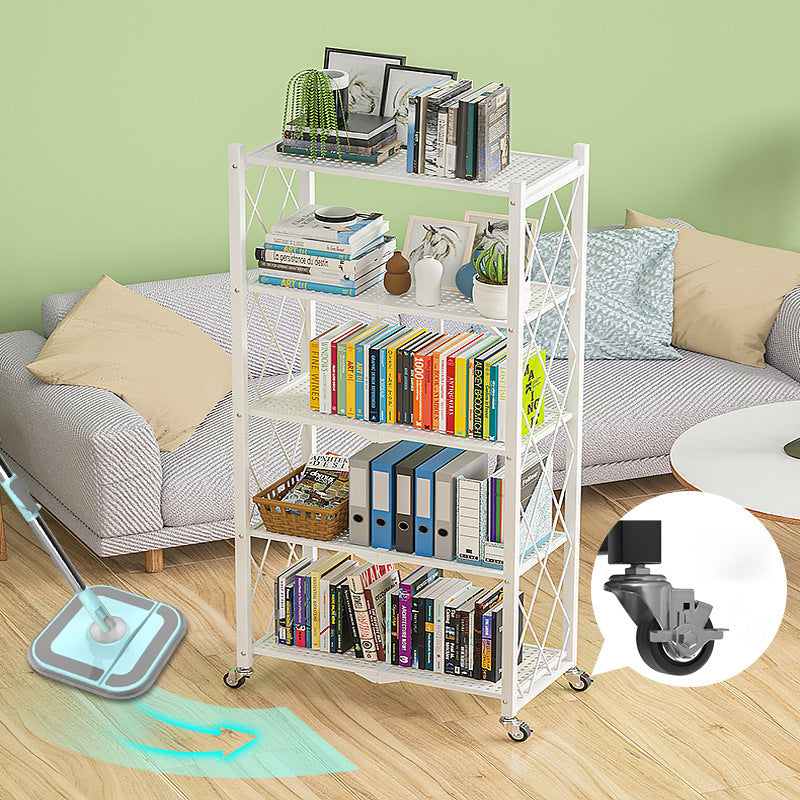 Industrial Open Etagere Bookshelf Steel Bookshelf with Caster Wheels Clearhalo 'Bookcases' 'Furniture' 'furniture_bookcases' 'kitchen' 'kitchen_bookcases' 'Living Room Furniture' 'Office Furniture' 4789398
