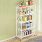 Industrial Open Etagere Bookshelf Steel Bookshelf with Caster Wheels White 28"L x 13.8"W x 63"H Clearhalo 'Bookcases' 'Furniture' 'furniture_bookcases' 'kitchen' 'kitchen_bookcases' 'Living Room Furniture' 'Office Furniture' 4789403
