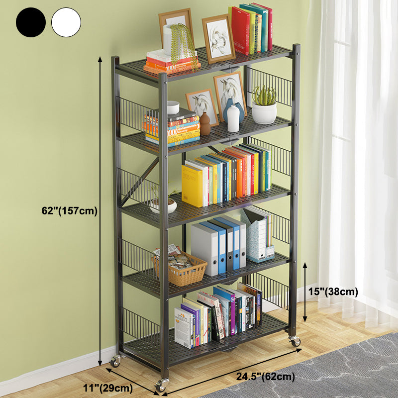 Industrial Open Etagere Bookshelf Steel Bookshelf with Caster Wheels Clearhalo 'Bookcases' 'Furniture' 'furniture_bookcases' 'kitchen' 'kitchen_bookcases' 'Living Room Furniture' 'Office Furniture' 4789407