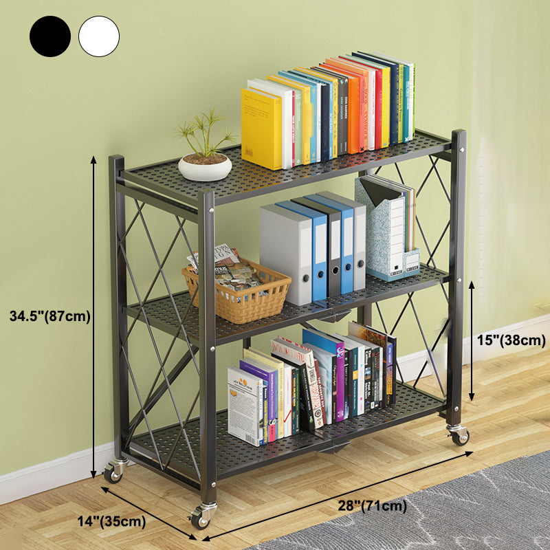 Industrial Open Etagere Bookshelf Steel Bookshelf with Caster Wheels Clearhalo 'Bookcases' 'Furniture' 'furniture_bookcases' 'kitchen' 'kitchen_bookcases' 'Living Room Furniture' 'Office Furniture' 4789408