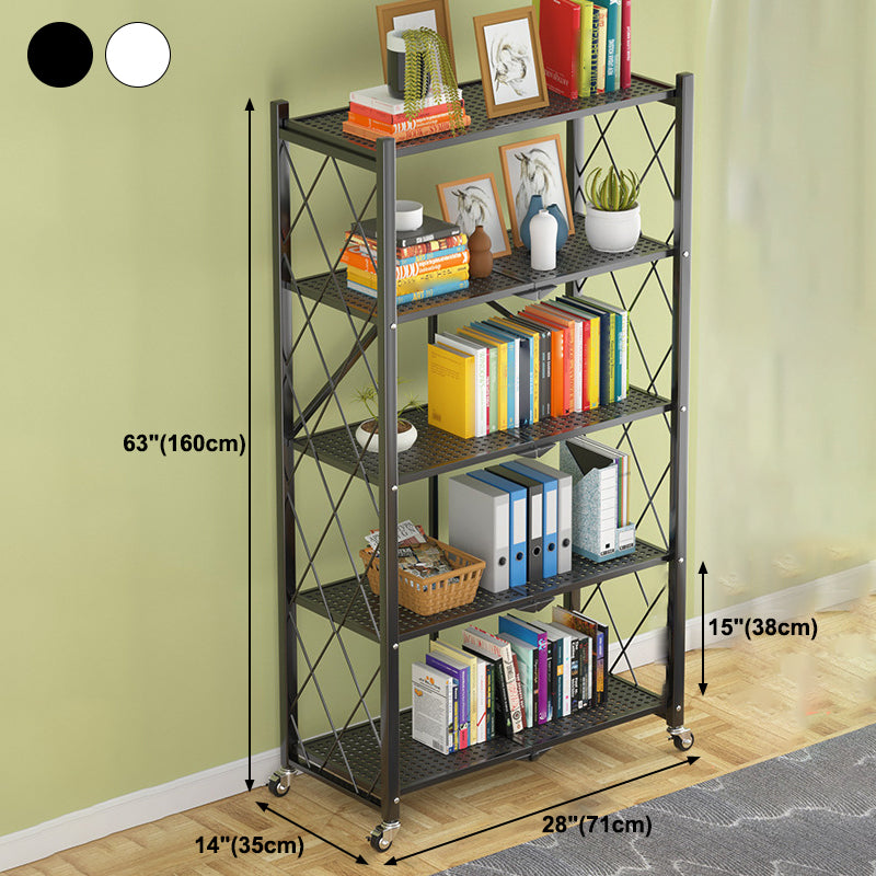 Industrial Open Etagere Bookshelf Steel Bookshelf with Caster Wheels Clearhalo 'Bookcases' 'Furniture' 'furniture_bookcases' 'kitchen' 'kitchen_bookcases' 'Living Room Furniture' 'Office Furniture' 4789410