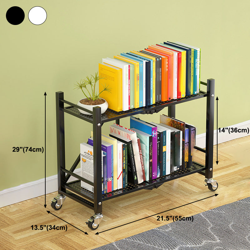 Industrial Open Etagere Bookshelf Steel Bookshelf with Caster Wheels Clearhalo 'Bookcases' 'Furniture' 'furniture_bookcases' 'kitchen' 'kitchen_bookcases' 'Living Room Furniture' 'Office Furniture' 4789411