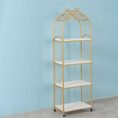 Glam Style Bookshelf Open Back Bookcase for Home Office Study Room with Casters 31.5"L x 11.8"W x 66.9"H Clearhalo 'Bookcases' 'furn' 'furn_bookcases' 'Furniture' 'furniture_bookcases' 'kitchen' 'kitchen_bookcases' 'Living Room Furniture' 'Office Furniture' 4789414