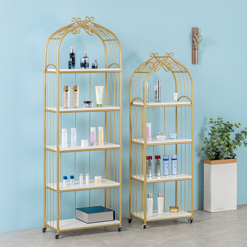 Glam Style Bookshelf Open Back Bookcase for Home Office Study Room with Casters Clearhalo 'Bookcases' 'furn' 'furn_bookcases' 'Furniture' 'furniture_bookcases' 'kitchen' 'kitchen_bookcases' 'Living Room Furniture' 'Office Furniture' 4789416
