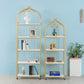 Glam Style Bookshelf Open Back Bookcase for Home Office Study Room with Casters Clearhalo 'Bookcases' 'furn' 'furn_bookcases' 'Furniture' 'furniture_bookcases' 'kitchen' 'kitchen_bookcases' 'Living Room Furniture' 'Office Furniture' 4789417