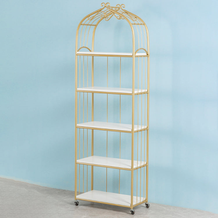 Glam Style Bookshelf Open Back Bookcase for Home Office Study Room with Casters Clearhalo 'Bookcases' 'furn' 'furn_bookcases' 'Furniture' 'furniture_bookcases' 'kitchen' 'kitchen_bookcases' 'Living Room Furniture' 'Office Furniture' 4789426