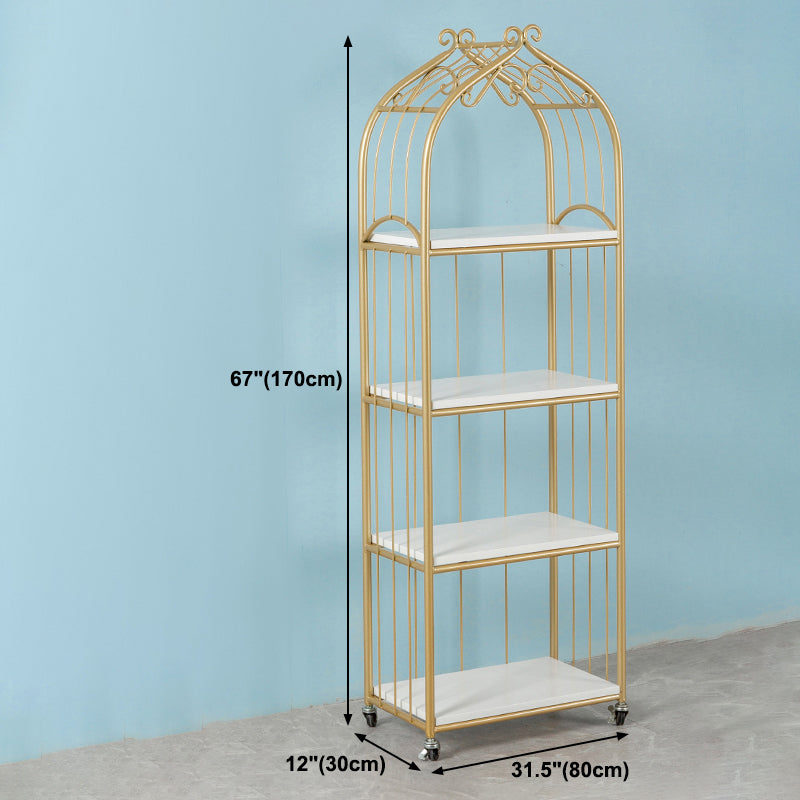 Glam Style Bookshelf Open Back Bookcase for Home Office Study Room with Casters Clearhalo 'Bookcases' 'furn' 'furn_bookcases' 'Furniture' 'furniture_bookcases' 'kitchen' 'kitchen_bookcases' 'Living Room Furniture' 'Office Furniture' 4789431