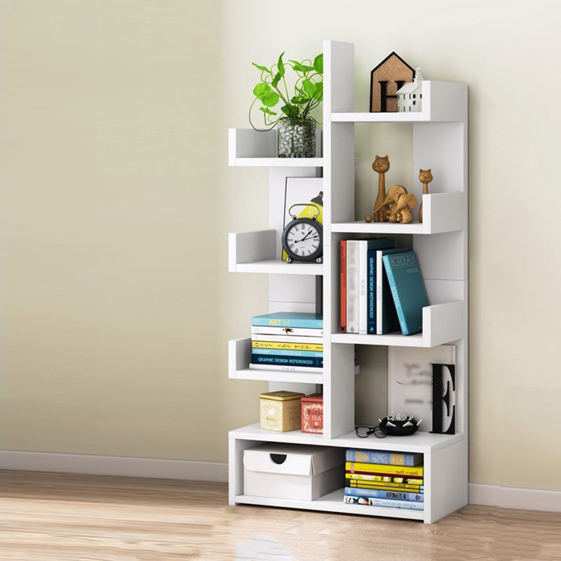 Scandinavian Style Bookshelf Engineered Wood Open Back Bookcase for Home Office Study Room 16.5"L x 7.5"W x 42.9"H White Shelves Clearhalo 'Bookcases' 'furn' 'furn_bookcases' 'Furniture' 'furniture_bookcases' 'kitchen' 'kitchen_bookcases' 'Living Room Furniture' 'Office Furniture' 4789442