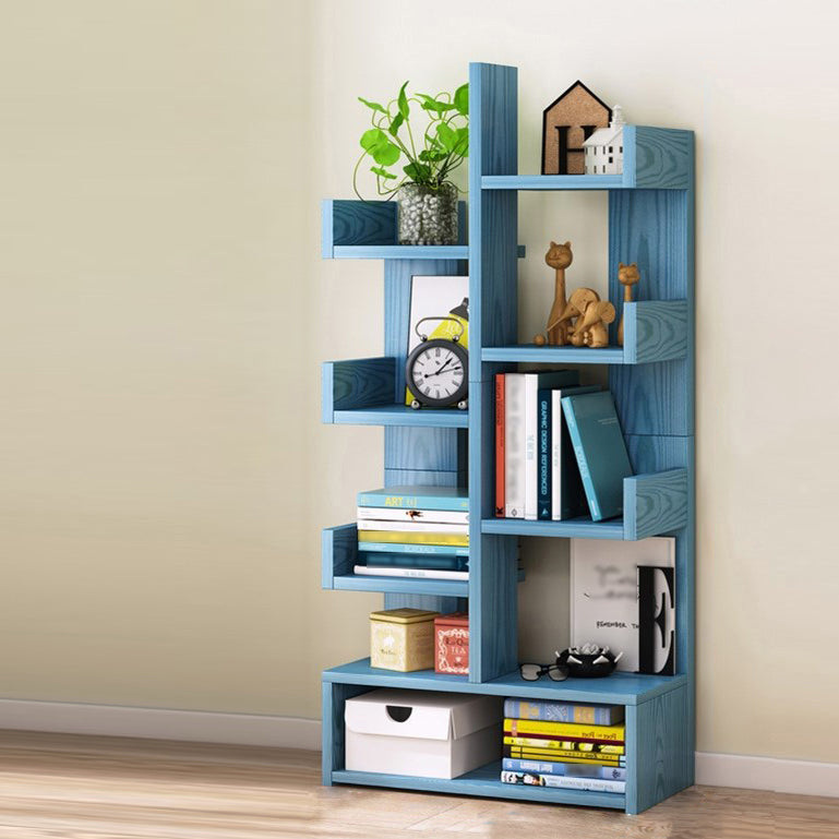 Scandinavian Style Bookshelf Engineered Wood Open Back Bookcase for Home Office Study Room 16.5"L x 7.5"W x 42.9"H Blue Shelves Clearhalo 'Bookcases' 'furn' 'furn_bookcases' 'Furniture' 'furniture_bookcases' 'kitchen' 'kitchen_bookcases' 'Living Room Furniture' 'Office Furniture' 4789452