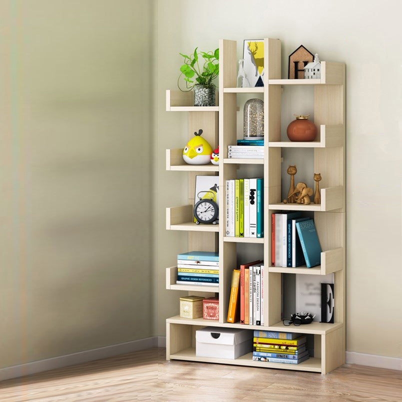Scandinavian Style Bookshelf Engineered Wood Open Back Bookcase for Home Office Study Room 20.1"L x 7.5"W x 55.5"H Natural Shelves Clearhalo 'Bookcases' 'furn' 'furn_bookcases' 'Furniture' 'furniture_bookcases' 'kitchen' 'kitchen_bookcases' 'Living Room Furniture' 'Office Furniture' 4789459