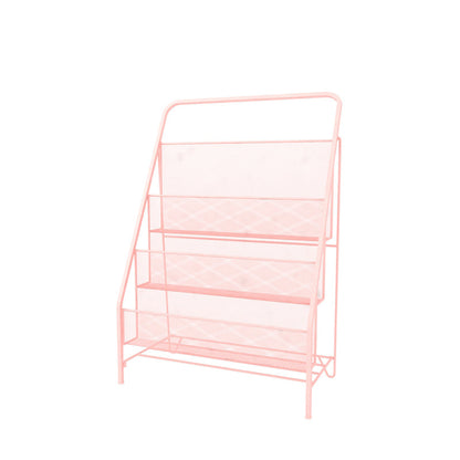 Metal Iron Industrial Ladder Bookshelf Vertical Closed Back Bookshelf 16.9"L x 9.1"W x 25.2"H Pink Clearhalo 'Bookcases' 'furn' 'furn_bookcases' 'Furniture' 'furniture_bookcases' 'kitchen' 'kitchen_bookcases' 'Living Room Furniture' 'Office Furniture' 4789491