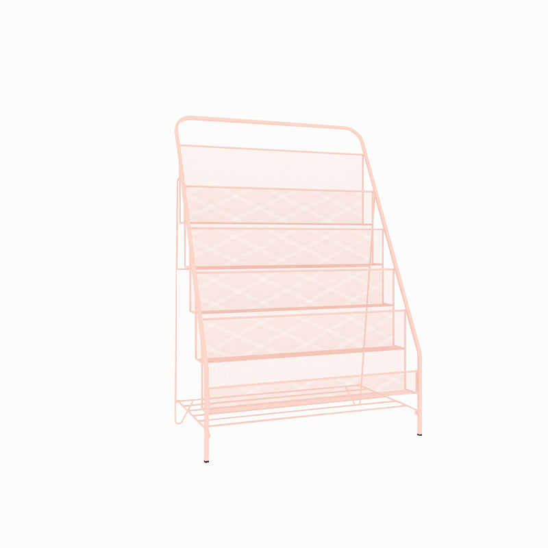 Metal Iron Industrial Ladder Bookshelf Vertical Closed Back Bookshelf 22.4"L x 13"W x 34.3"H Pink Clearhalo 'Bookcases' 'furn' 'furn_bookcases' 'Furniture' 'furniture_bookcases' 'kitchen' 'kitchen_bookcases' 'Living Room Furniture' 'Office Furniture' 4789492