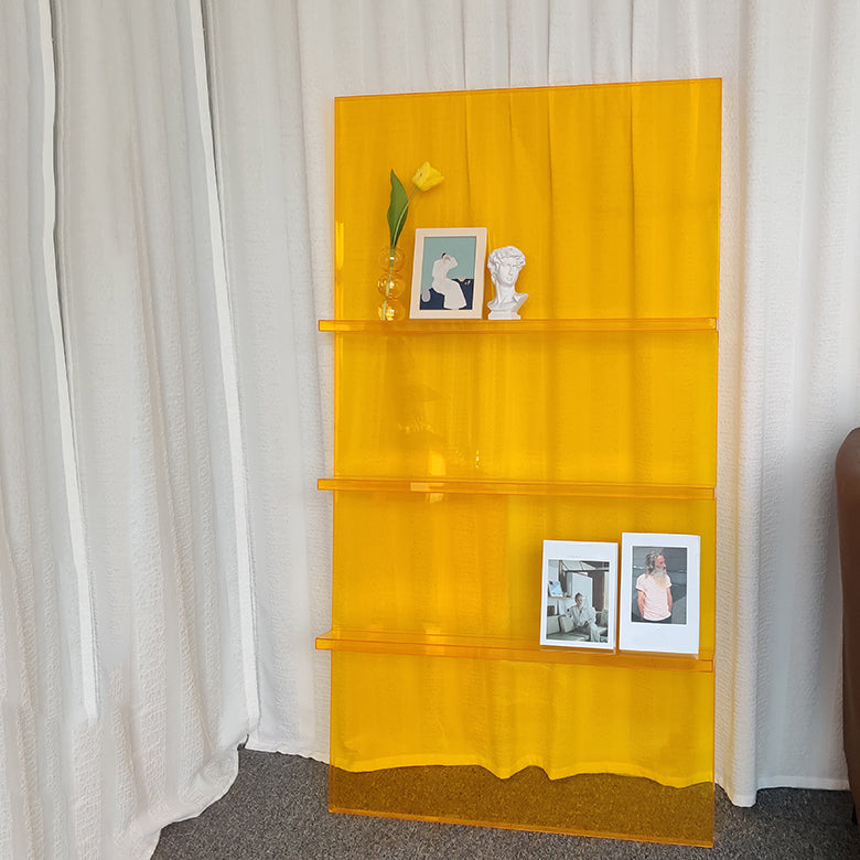 Scandinavian Acrylic Etagere Bookshelf Closed Back Vertical Bookshelf Yellow Clearhalo 'Bookcases' 'furn' 'furn_bookcases' 'Furniture' 'furniture_bookcases' 'kitchen' 'kitchen_bookcases' 'Living Room Furniture' 'Office Furniture' 4789498