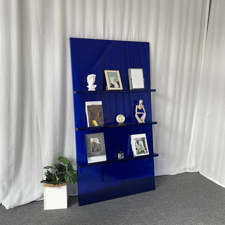 Scandinavian Acrylic Etagere Bookshelf Closed Back Vertical Bookshelf Dark Blue Clearhalo 'Bookcases' 'furn' 'furn_bookcases' 'Furniture' 'furniture_bookcases' 'kitchen' 'kitchen_bookcases' 'Living Room Furniture' 'Office Furniture' 4789503
