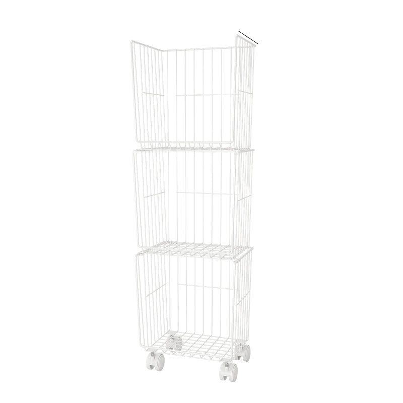 Industrial Geometric Bookcase Metal Closed Back Bookcase with Wheels 12.4"L x 9.4"W x 40.4"H White Clearhalo 'Bookcases' 'furn' 'furn_bookcases' 'Furniture' 'furniture_bookcases' 'kitchen' 'kitchen_bookcases' 'Living Room Furniture' 'Office Furniture' 4789518