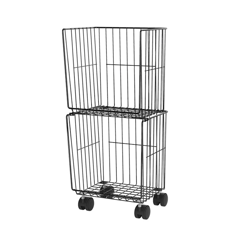 Industrial Geometric Bookcase Metal Closed Back Bookcase with Wheels 12.4"L x 9.4"W x 28"H Black Clearhalo 'Bookcases' 'furn' 'furn_bookcases' 'Furniture' 'furniture_bookcases' 'kitchen' 'kitchen_bookcases' 'Living Room Furniture' 'Office Furniture' 4789522