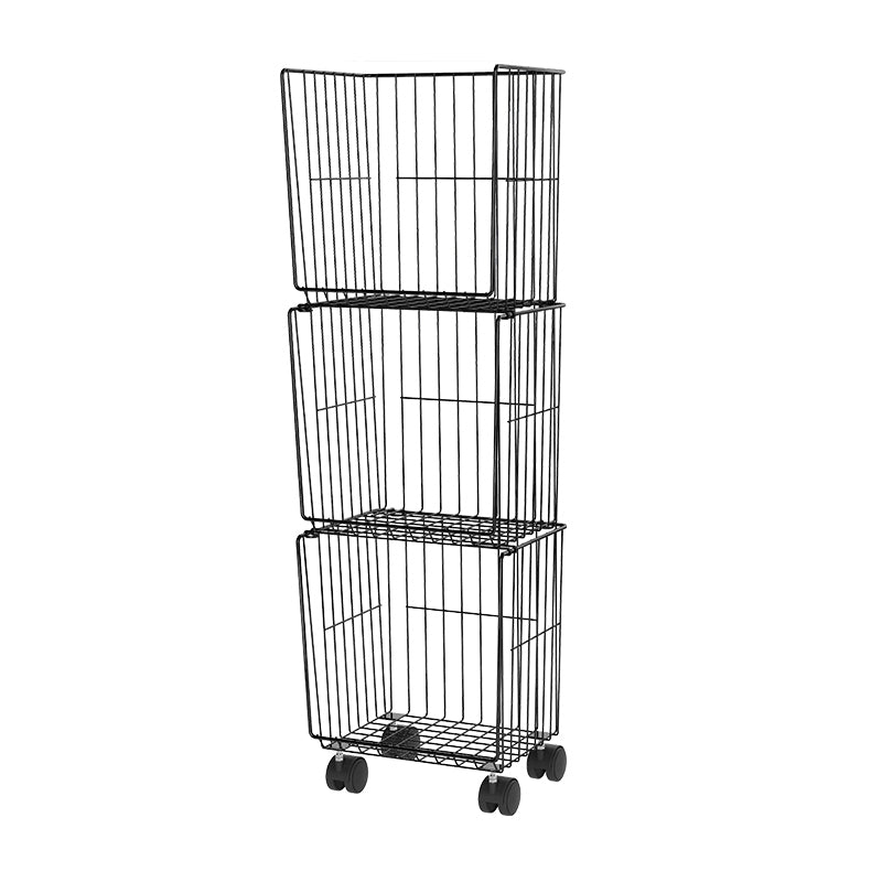 Industrial Geometric Bookcase Metal Closed Back Bookcase with Wheels 12.4"L x 9.4"W x 40.4"H Black Clearhalo 'Bookcases' 'furn' 'furn_bookcases' 'Furniture' 'furniture_bookcases' 'kitchen' 'kitchen_bookcases' 'Living Room Furniture' 'Office Furniture' 4789524